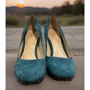 Cole Haan Chelsea Suede Platform  Pumps, Teal, Size 9B  4 Inch Heels